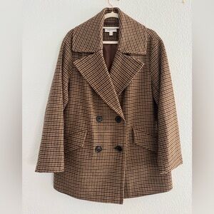 Nordstrom Brown Houndstooth Pea Coat